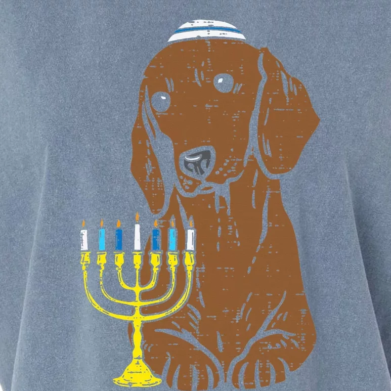 Jewish Dachshund Wiener Dog Hanukkah Pajamas Chanukah PJs Garment-Dyed Women's Muscle Tee