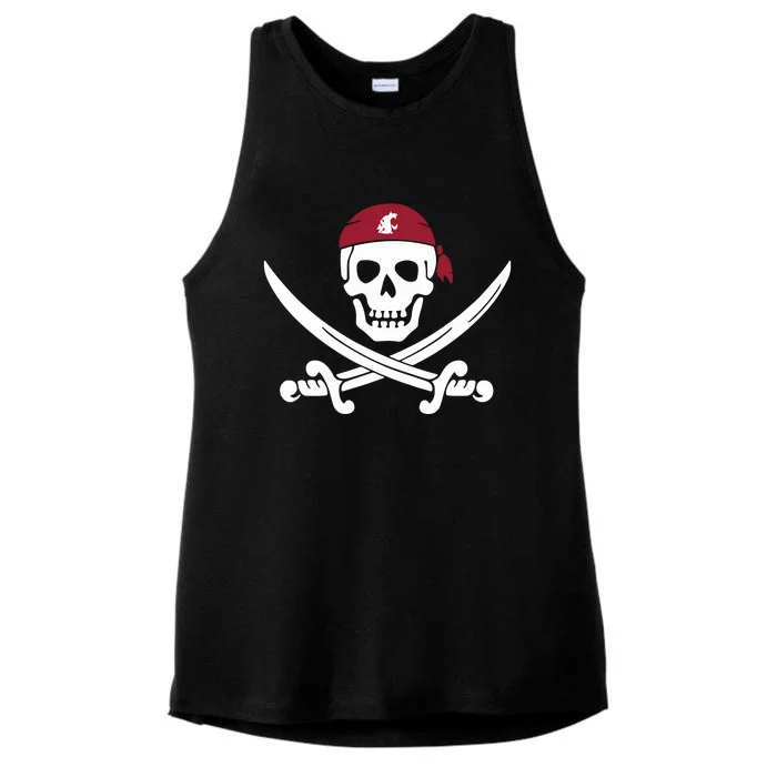 Jake Dickert Wsu Golf Pirate Skull Ladies Tri-Blend Wicking Tank