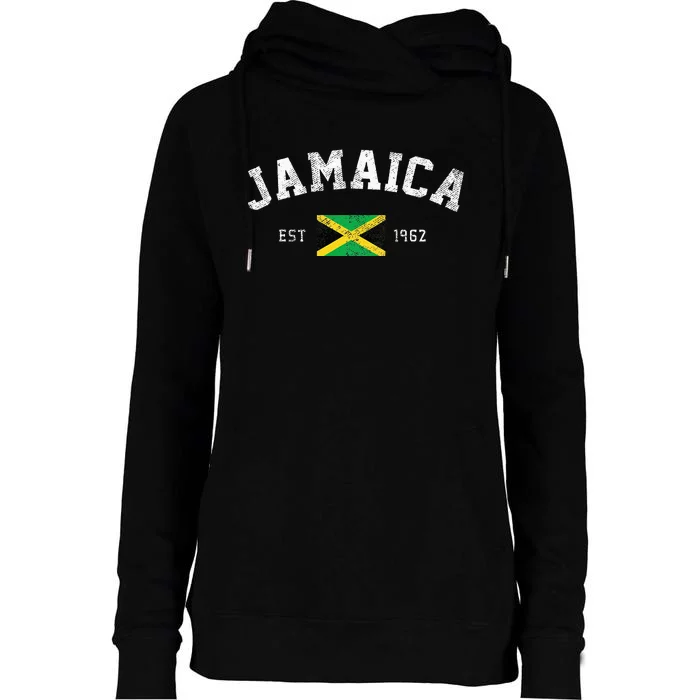 Jamaica Est. 1962 Jamaican Flag Independence Day Womens Funnel Neck Pullover Hood