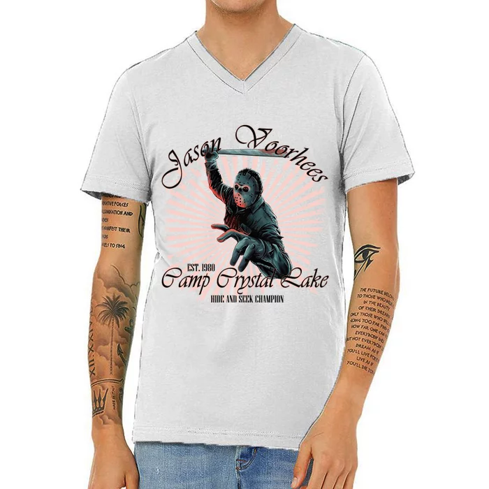 Jason Est 1980 Camp Crystal Lake Hide And Seek Champion V-Neck T-Shirt