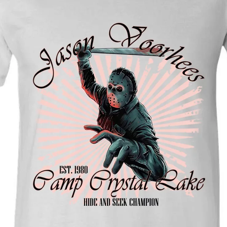 Jason Est 1980 Camp Crystal Lake Hide And Seek Champion V-Neck T-Shirt