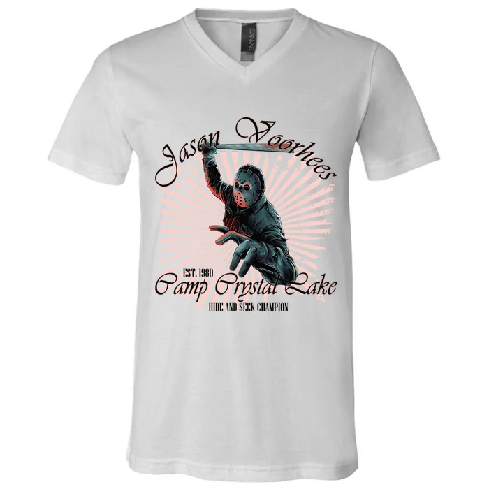 Jason Est 1980 Camp Crystal Lake Hide And Seek Champion V-Neck T-Shirt