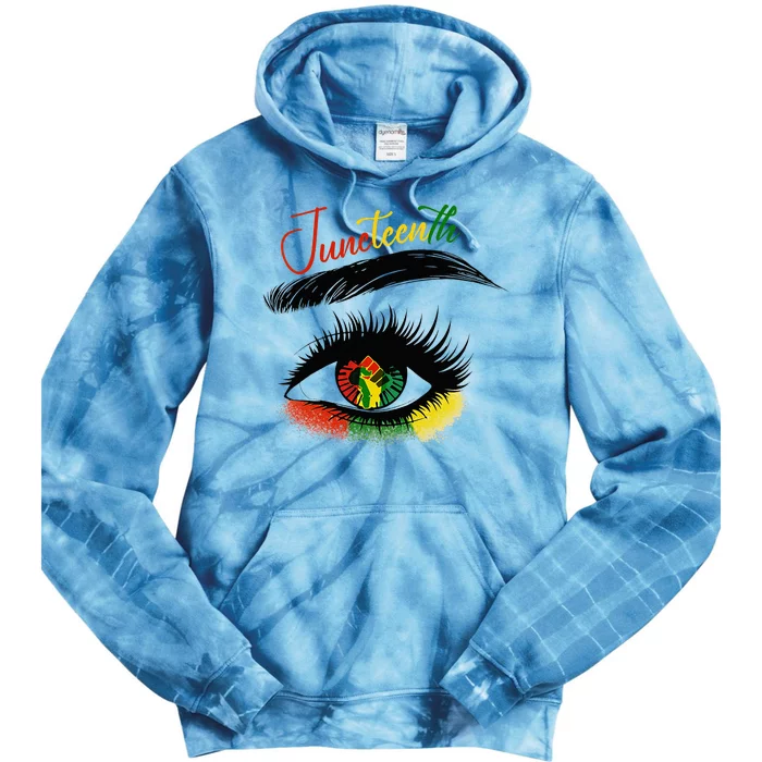 Juneteenth Eye African American Women Black History Pride Tie Dye Hoodie