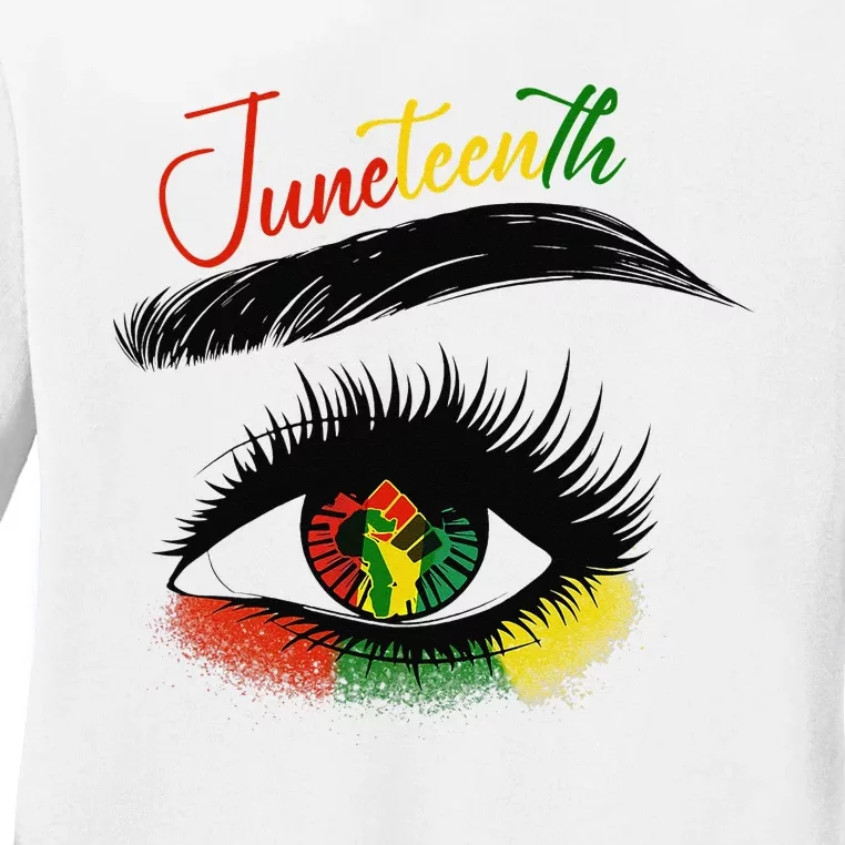 Juneteenth Eye African American  Black History Pride Ladies Long Sleeve Shirt