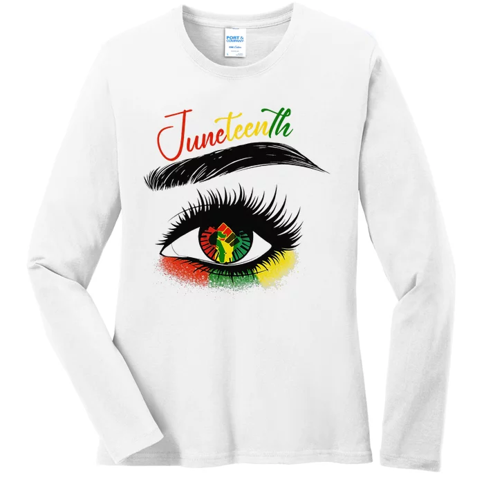 Juneteenth Eye African American  Black History Pride Ladies Long Sleeve Shirt