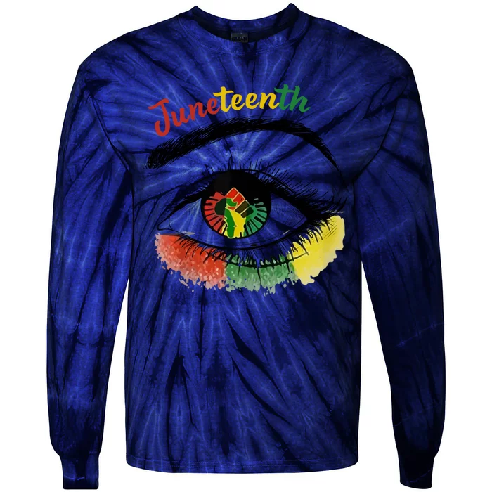 Juneteenth Eye African American Women Black History Pride Gift Tie-Dye Long Sleeve Shirt