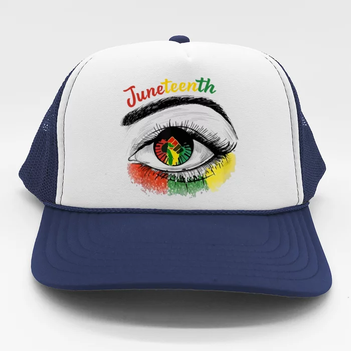 Juneteenth Eye African American Women Black History Pride Gift Trucker Hat