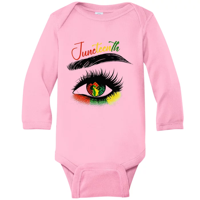 Juneteenth Eye African American Women Black History Pride Baby Long Sleeve Bodysuit