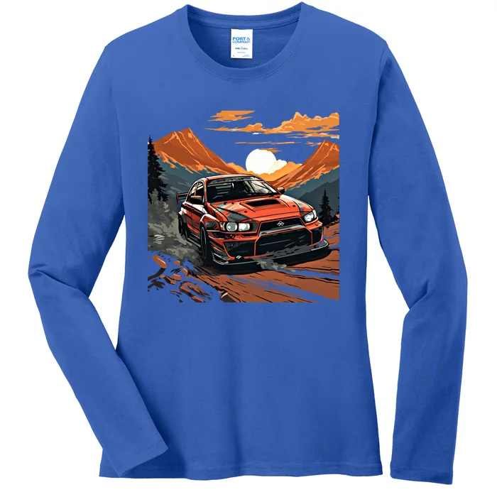 Jdm Evo Car Drift Mountain Racing Car Lover Graphic Gift Ladies Long Sleeve Shirt