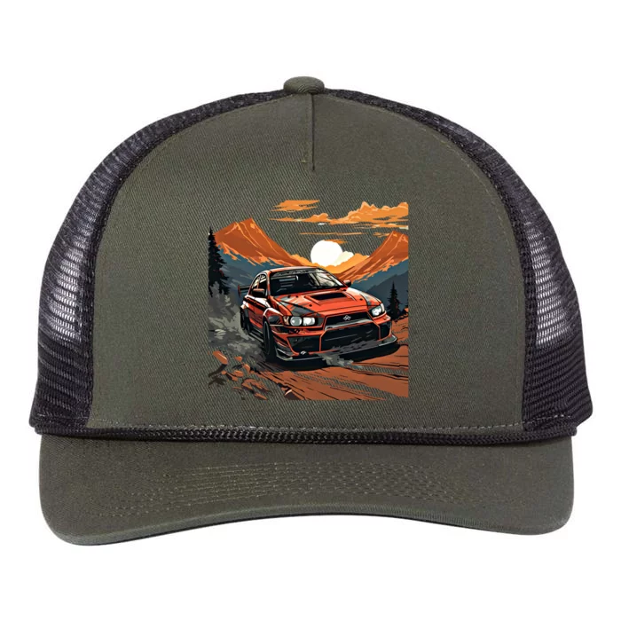 Jdm Evo Car Drift Mountain Racing Car Lover Graphic Gift Retro Rope Trucker Hat Cap