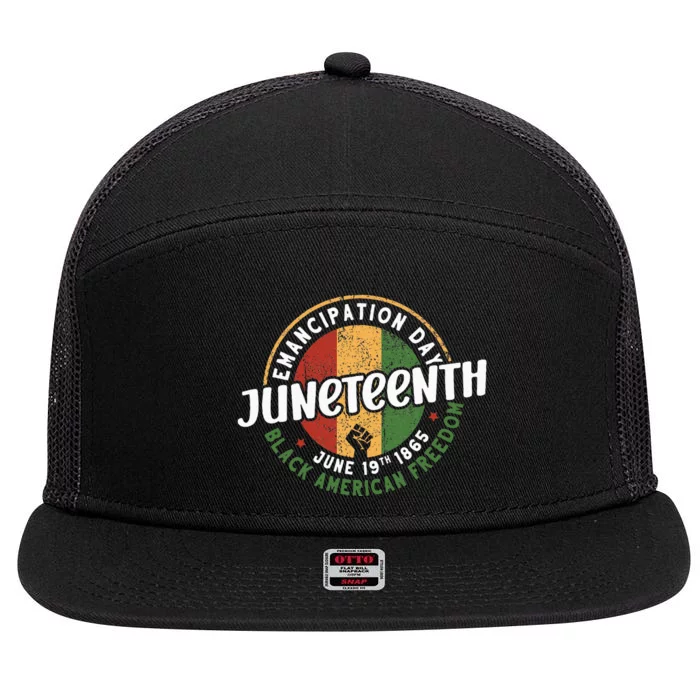 Juneteenth Emancipation Day Black American Freedom 7 Panel Mesh Trucker Snapback Hat