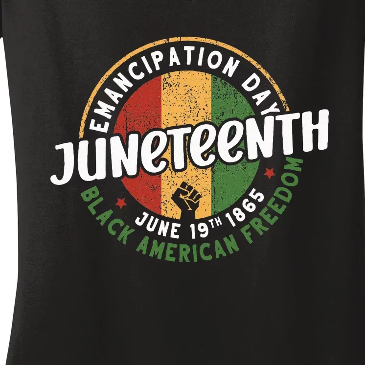 Juneteenth Emancipation Day Black American Freedom Women's V-Neck T-Shirt