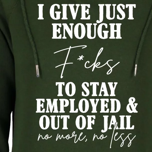 Just Enough Fucks To Stay Employed Out Of Jail Funny Womens Funnel Neck Pullover Hood