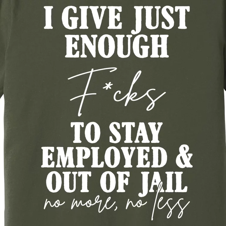 Just Enough Fucks To Stay Employed Out Of Jail Funny Premium T-Shirt