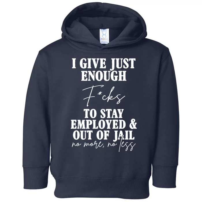 Just Enough Fucks To Stay Employed Out Of Jail Funny Toddler Hoodie