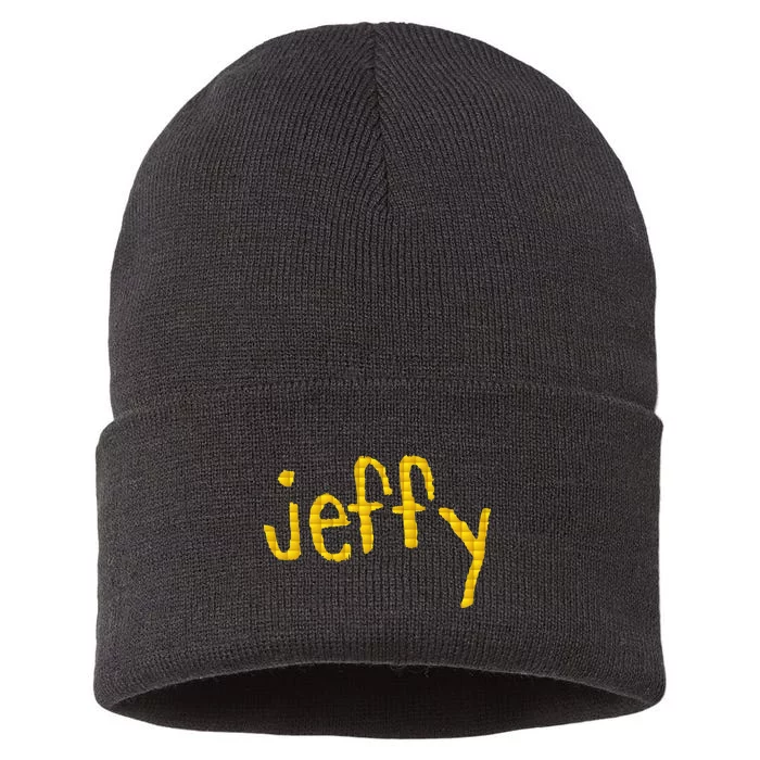 Jeffy Gold Logo Sustainable Knit Beanie