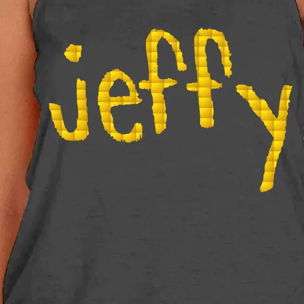 Jeffy Gold Logo Women's Knotted Racerback Tank