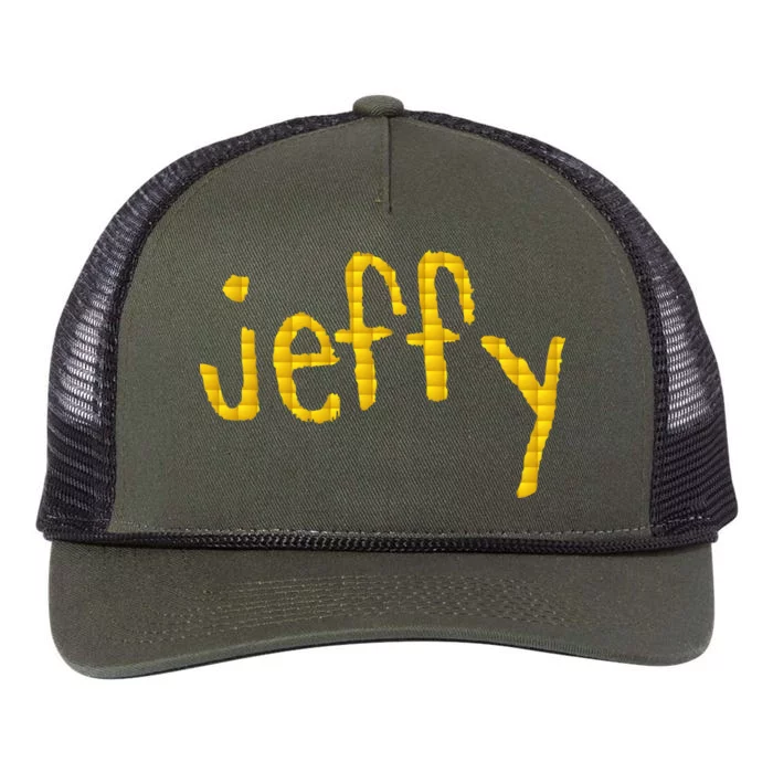 Jeffy Gold Logo Retro Rope Trucker Hat Cap