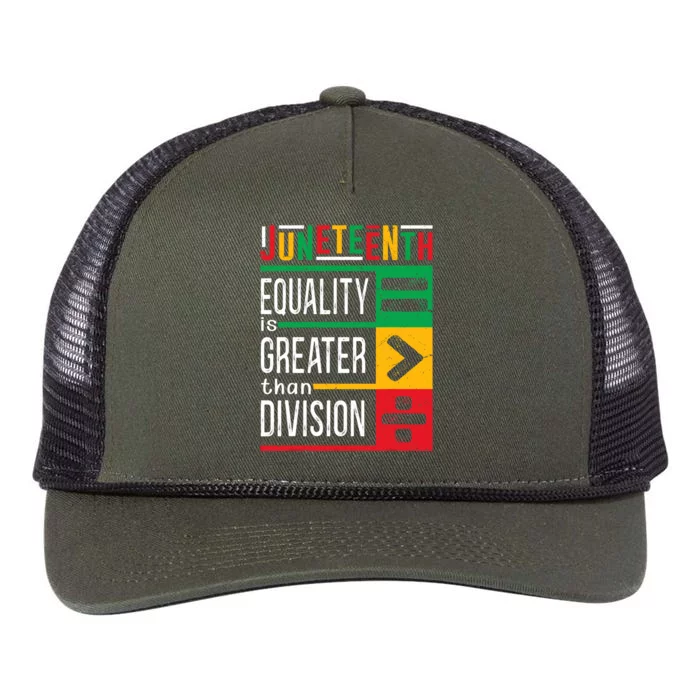 Juneteenth Equality Is Greater Than Division Afro Retro Rope Trucker Hat Cap