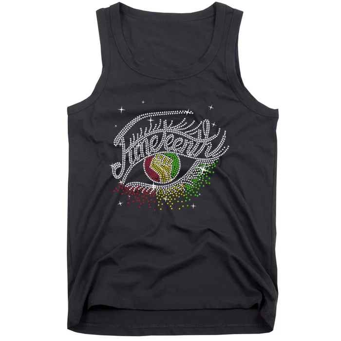 Juneteenth Eyes Rhinestone Melanin Black  Queen Afro Tank Top