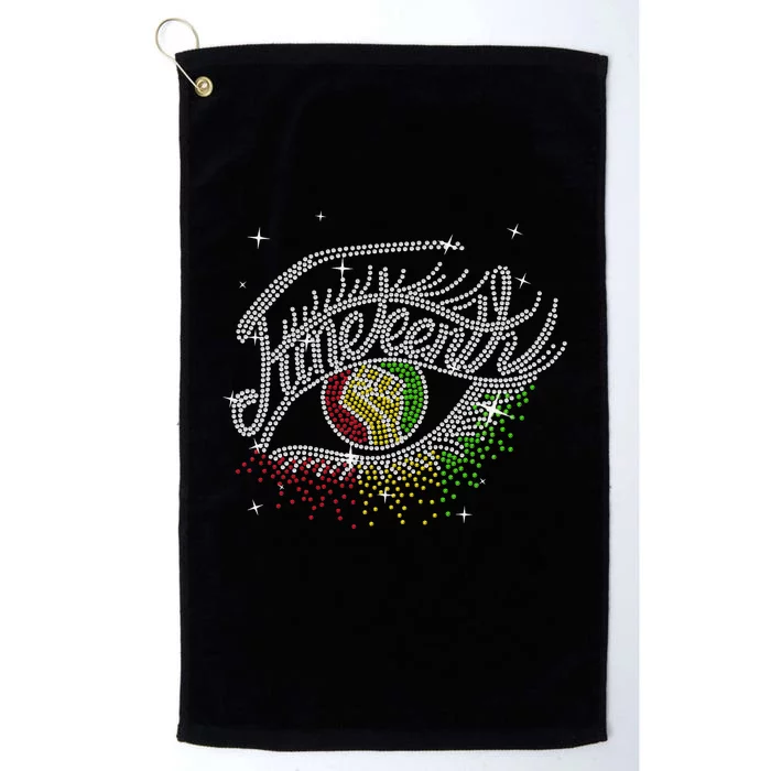 Juneteenth Eyes Rhinestone Melanin Black  Queen Afro Platinum Collection Golf Towel