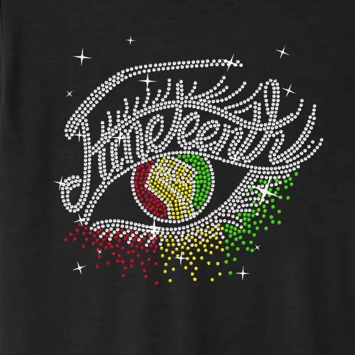 Juneteenth Eyes Rhinestone Black Wo Queen Afro Black ChromaSoft Performance T-Shirt