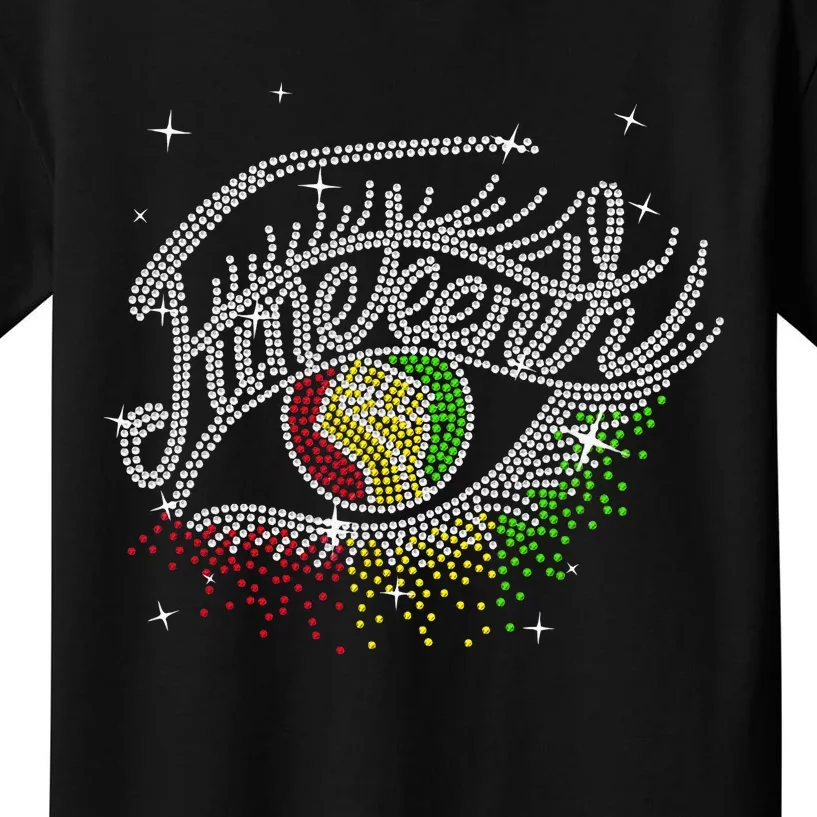 Juneteenth Eyes Rhinestone Black Wo Queen Afro Black Kids T-Shirt