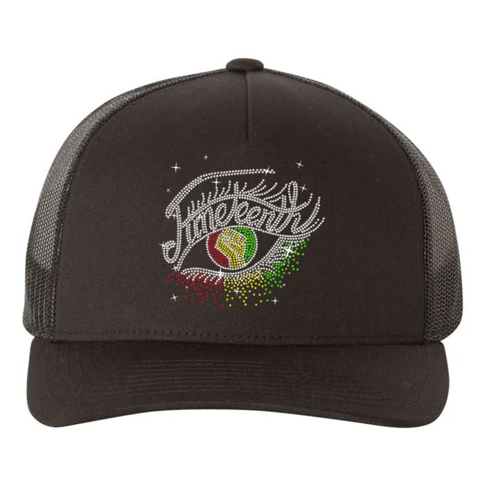 Juneteenth Eyes Rhinestone Black Women Queen Afro Black Yupoong Adult 5-Panel Trucker Hat