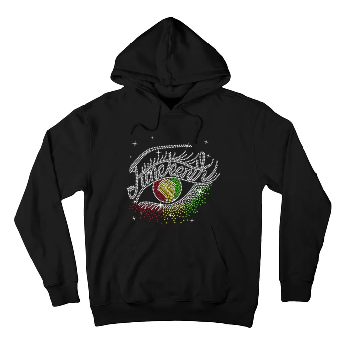 Juneteenth Eyes Rhinestone Black Queen Afro Black Girl Hoodie