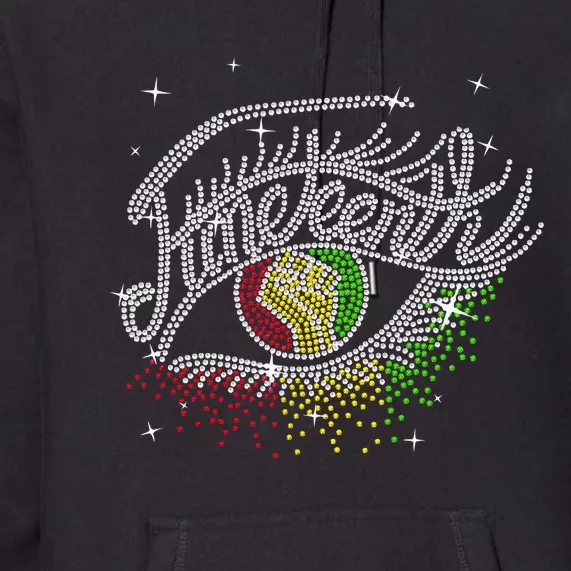 Juneteenth Eyes Rhinestone Black Queen Afro Black Girl Premium Hoodie