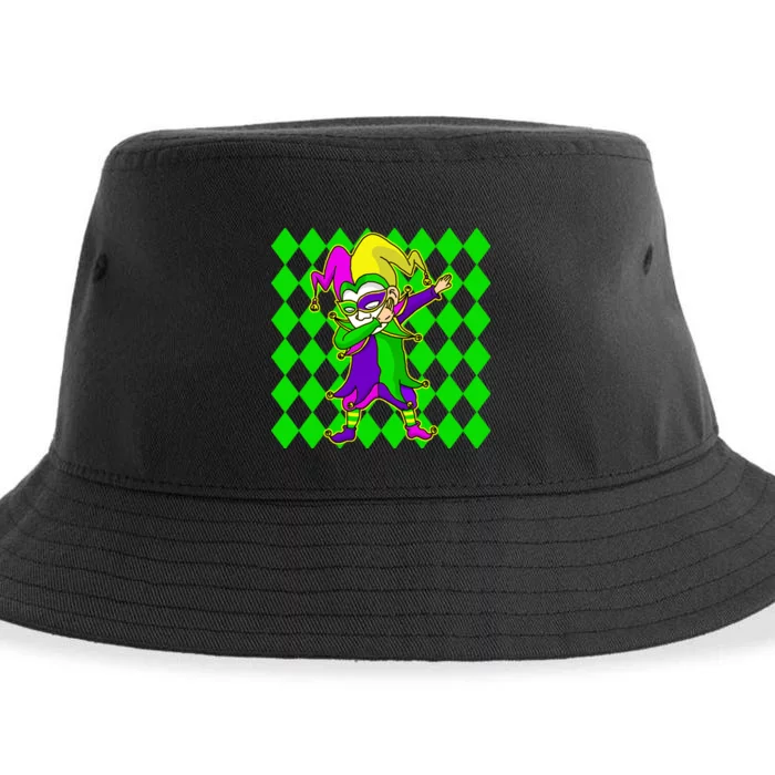 Jester Dabbing Mardi Gras Sustainable Bucket Hat