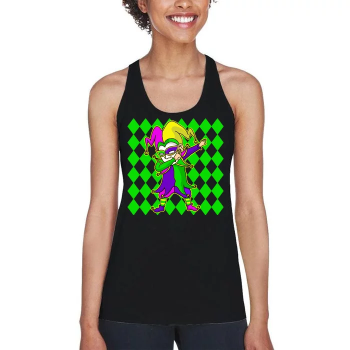 Jester Dabbing Mardi Gras Women's Racerback Tank