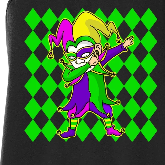 Jester Dabbing Mardi Gras Women's Racerback Tank