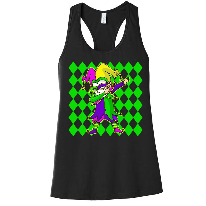 Jester Dabbing Mardi Gras Women's Racerback Tank