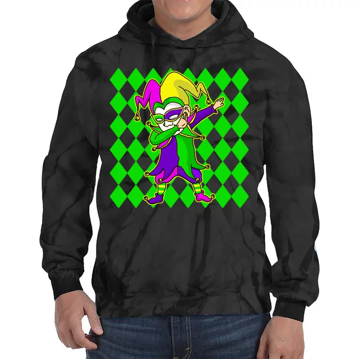 Jester Dabbing Mardi Gras Tie Dye Hoodie