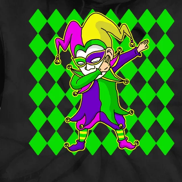 Jester Dabbing Mardi Gras Tie Dye Hoodie