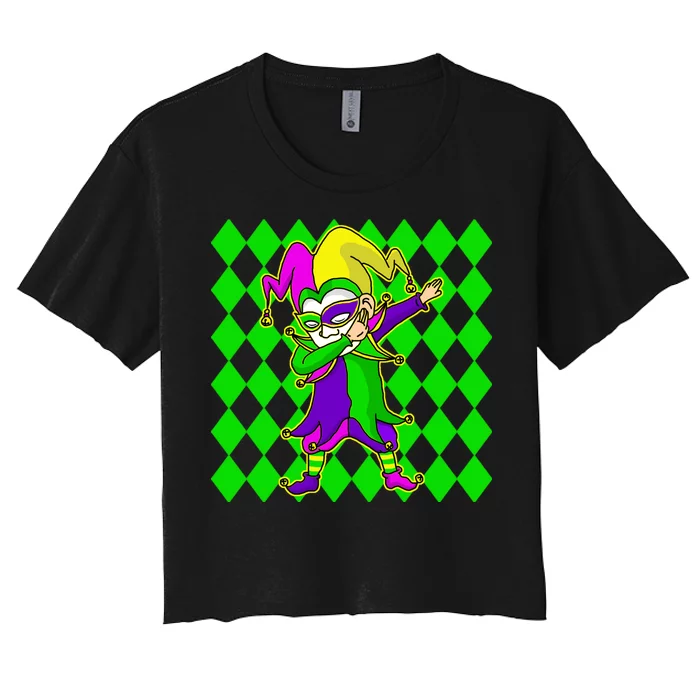 Jester Dabbing Mardi Gras Women's Crop Top Tee