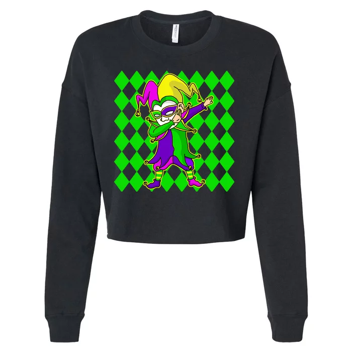 Jester Dabbing Mardi Gras Cropped Pullover Crew