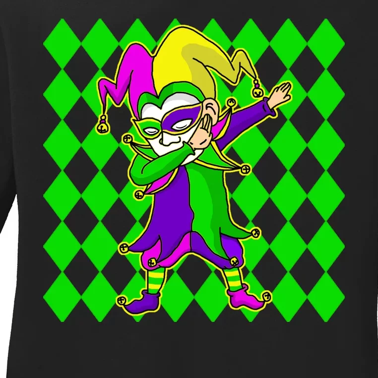 Jester Dabbing Mardi Gras Ladies Long Sleeve Shirt