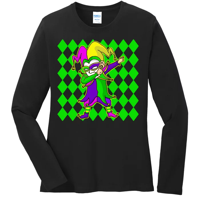 Jester Dabbing Mardi Gras Ladies Long Sleeve Shirt