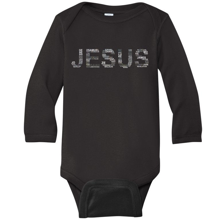 Jesus - Power is in the Name Word Mashup Baby Long Sleeve Bodysuit