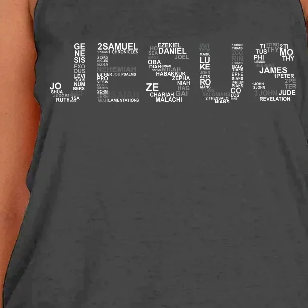 Jesus - Power is in the Name Word Mashup Women's Knotted Racerback Tank