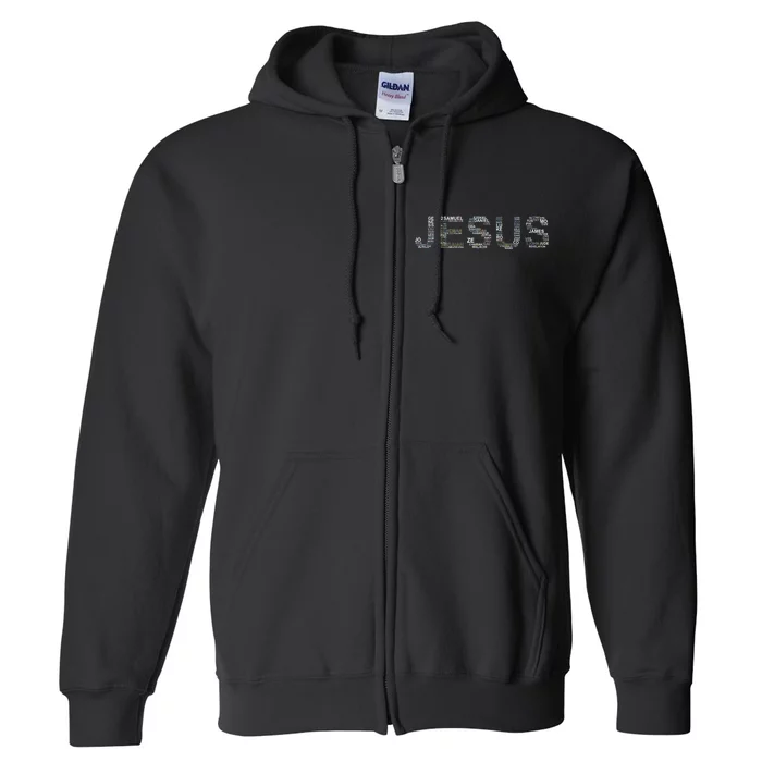 Jesus - Power is in the Name Word Mashup Full Zip Hoodie