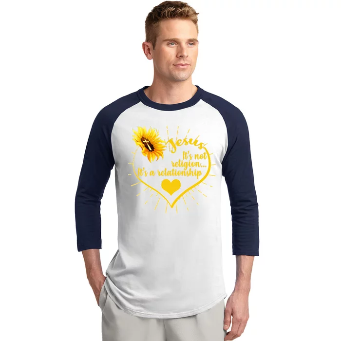 Jesus  It's Not Religion It's A Relationship Baseball Sleeve Shirt