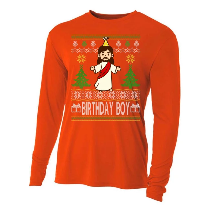 Jesus Birthday Boy Ugly Christmas Cooling Performance Long Sleeve Crew