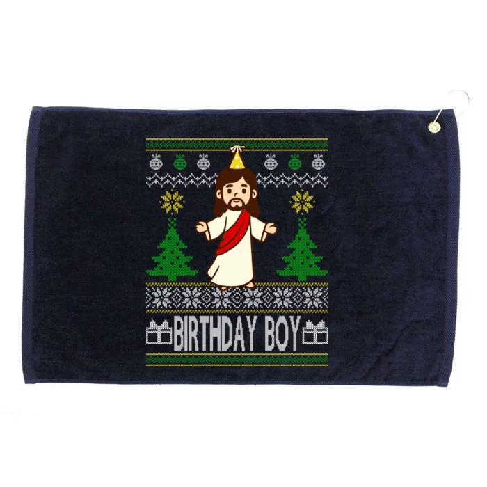 Jesus Birthday Boy Ugly Christmas Grommeted Golf Towel