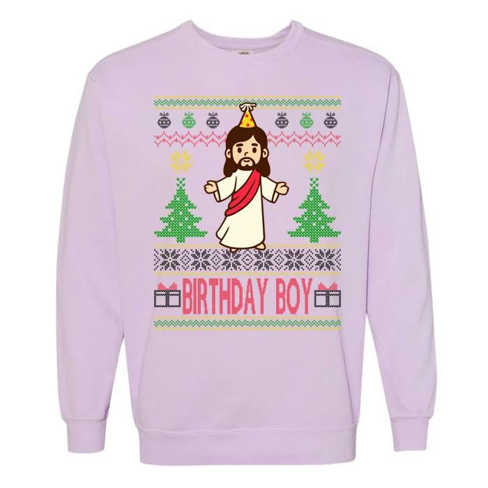 Jesus Birthday Boy Ugly Christmas Garment-Dyed Sweatshirt