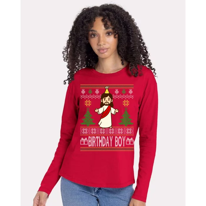 Jesus Birthday Boy Ugly Christmas Womens Cotton Relaxed Long Sleeve T-Shirt