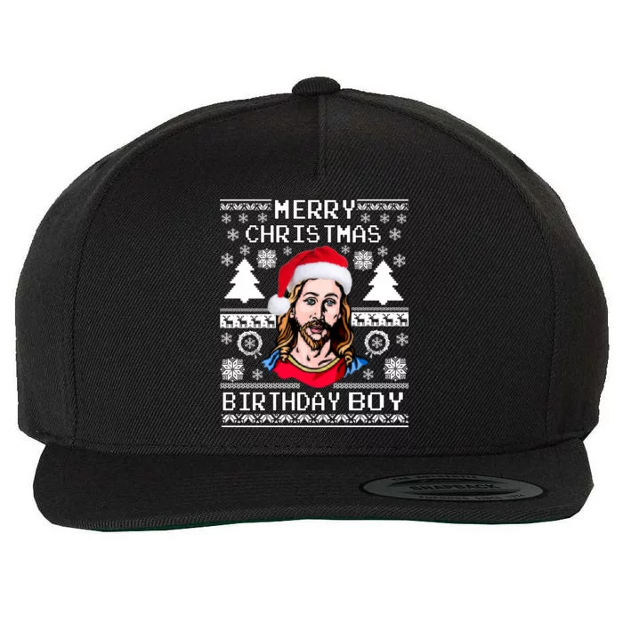 Jesus Birthday Ugly Christmas Sweater Wool Snapback Cap