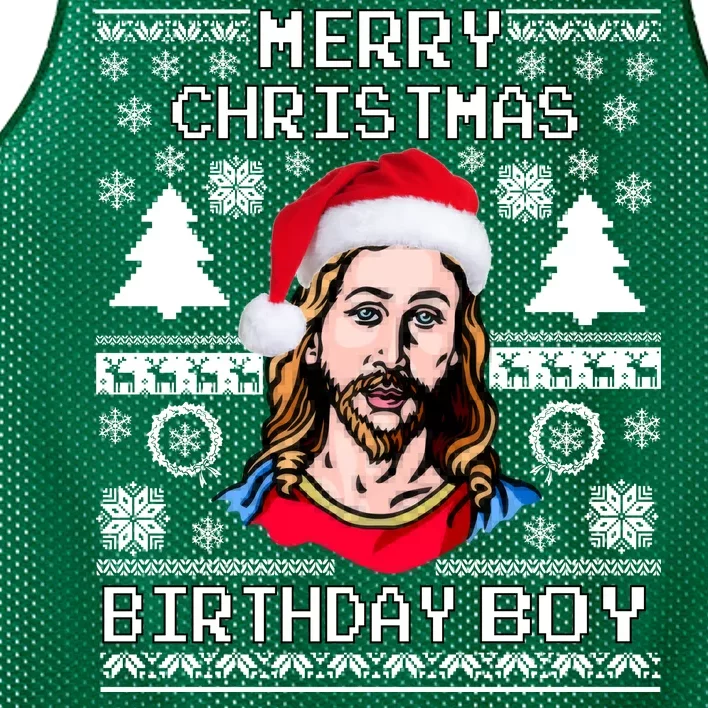 Jesus Birthday Ugly Christmas Sweater Mesh Reversible Basketball Jersey Tank